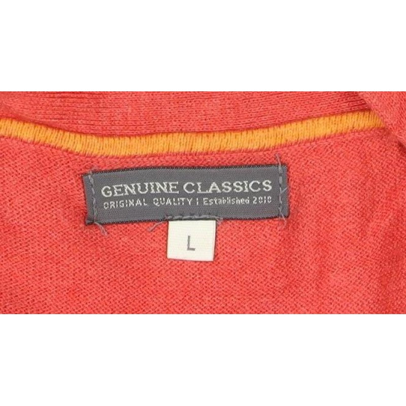 Genuine Classics Women Orange L V-Neck Button Knit Cardigan