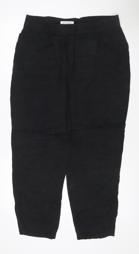 Autograph Women’s Black Size 14 Cupro Tapered Trousers