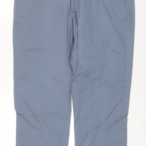 M&S Men’s Blue 34 Straight Lightweight Polyester Cotton Trousers