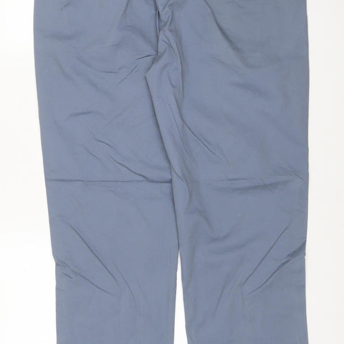 M&S Men’s Blue 34 Straight Lightweight Polyester Cotton Trousers