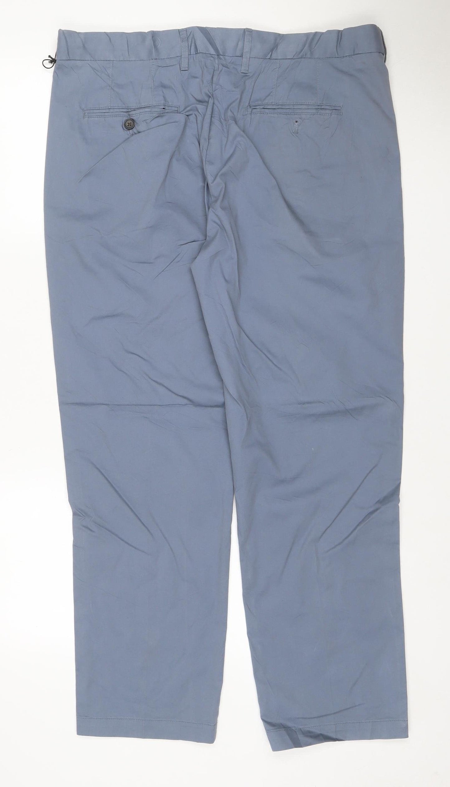 M&S Men’s Blue 34 Straight Lightweight Polyester Cotton Trousers