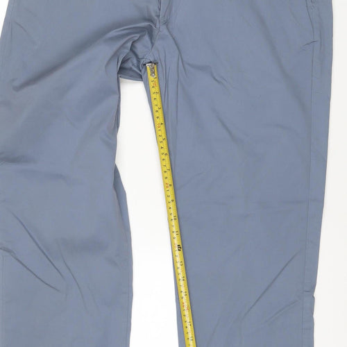 M&S Men’s Blue 34 Straight Lightweight Polyester Cotton Trousers