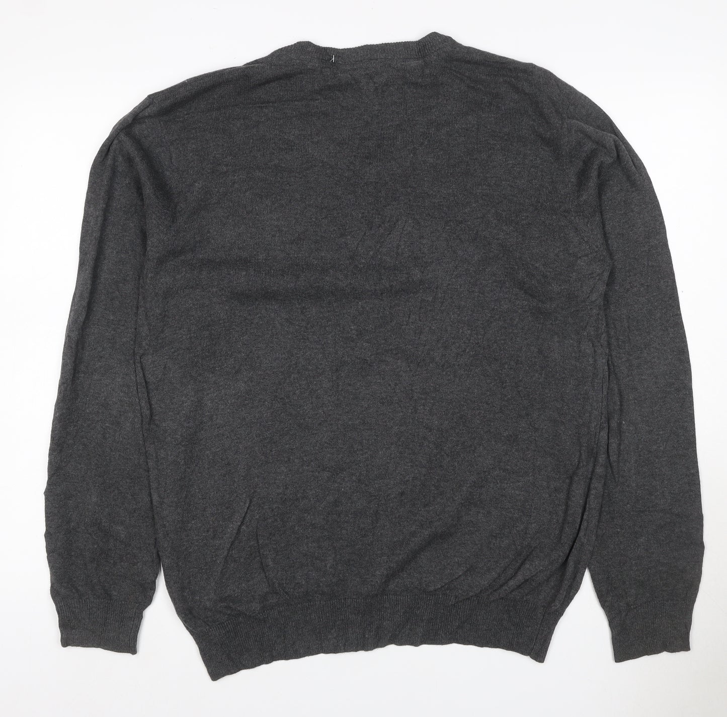 Brook Taverner Men's Grey M V-Neck Cotton Blend Knit Pullover Jumper