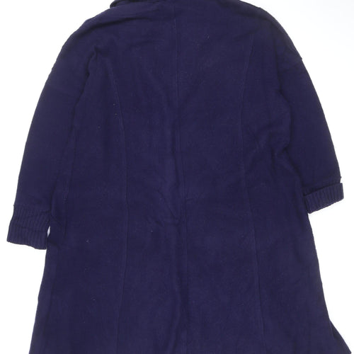 Chesca Women’s Navy Blue Lambswool V-Neck Button Cardigan Size 2