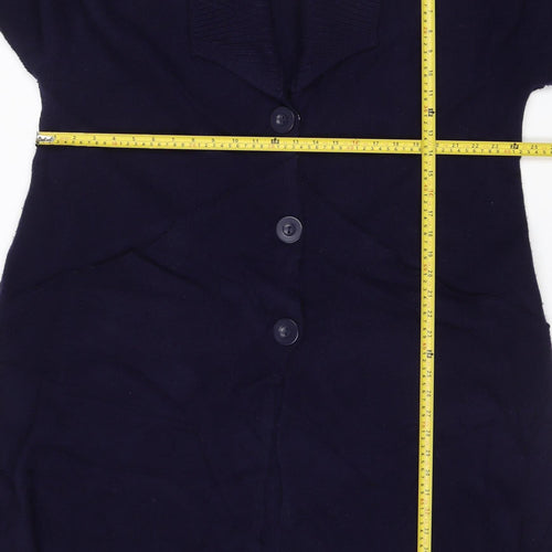 Chesca Women’s Navy Blue Lambswool V-Neck Button Cardigan Size 2