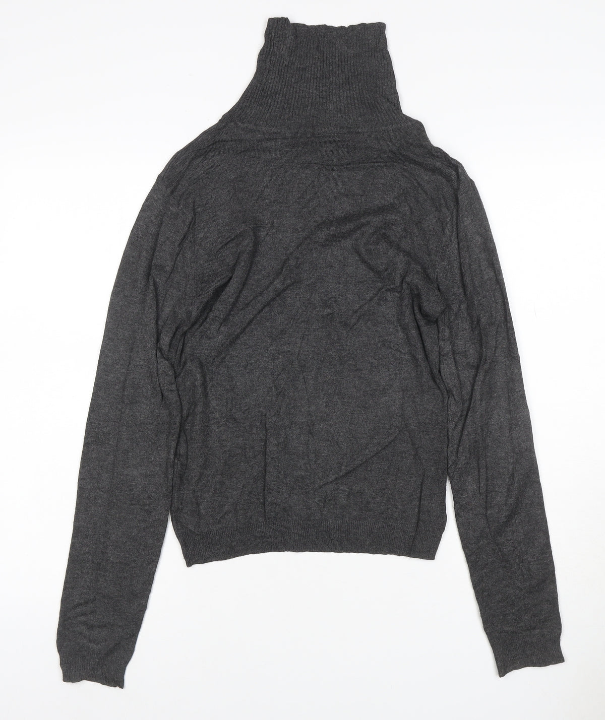 Back view of Vero Moda Women’s Grey High Neck Fine Knit jumper, size S