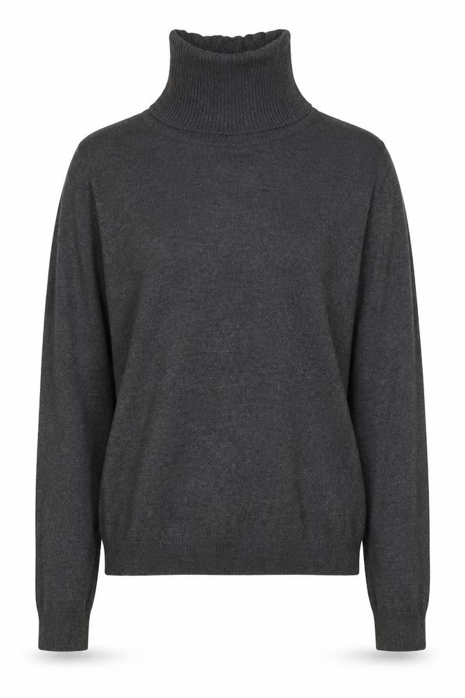 Front view of Vero Moda Women’s Grey High Neck Fine Knit jumper, size S