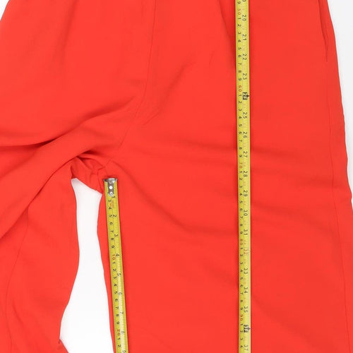 Next Women Red UK 14 Wide-Leg Belted Ruffle V-Neck Jumpsuit