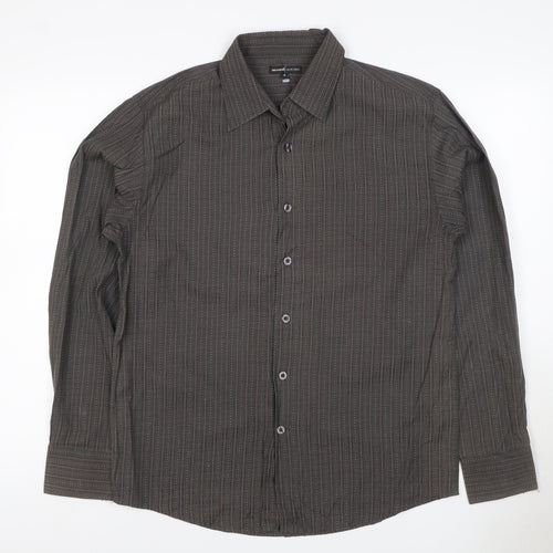 Urban Spirit Collection Men's Black M Striped Long Sleeve Button-Up Shirt