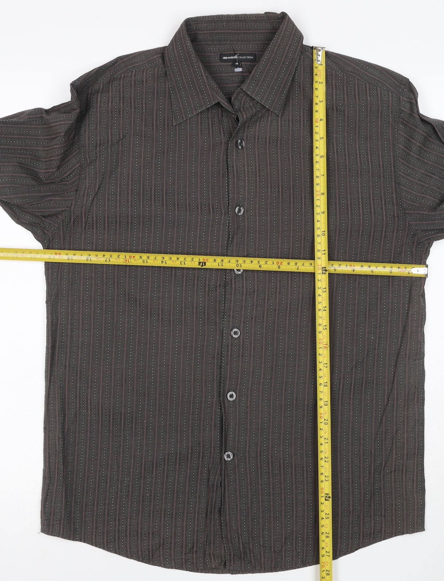 Urban Spirit Collection Men's Black M Striped Long Sleeve Button-Up Shirt