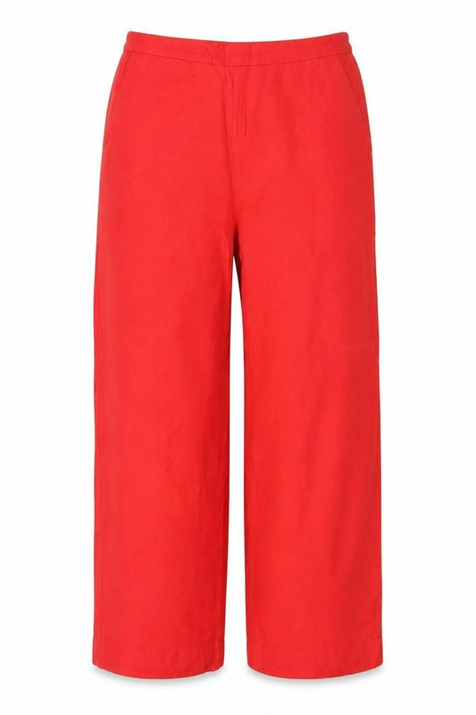 Zara Women Red UK 12 Wide Leg Elastic Waist Trousers