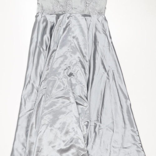 Quiz Women Grey UK 12 Maxi Formal Beaded Satin Wedding Dress