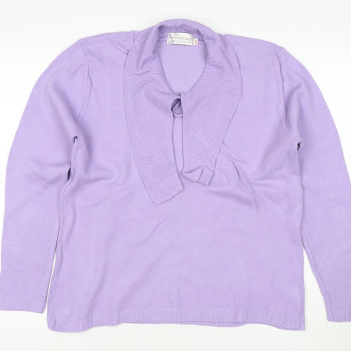 Future Lady Women Purple M Cowl Neck Tie Detail Knit Jumper