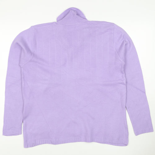 Future Lady Women Purple M Cowl Neck Tie Detail Knit Jumper