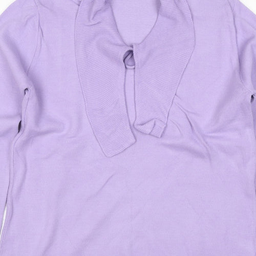 Future Lady Women Purple M Cowl Neck Tie Detail Knit Jumper