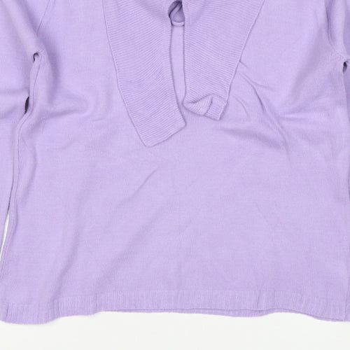 Future Lady Women Purple M Cowl Neck Tie Detail Knit Jumper