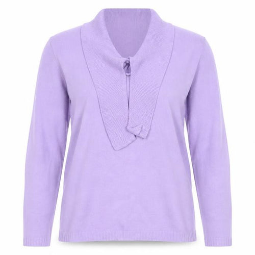 Future Lady Women Purple M Cowl Neck Tie Detail Knit Jumper