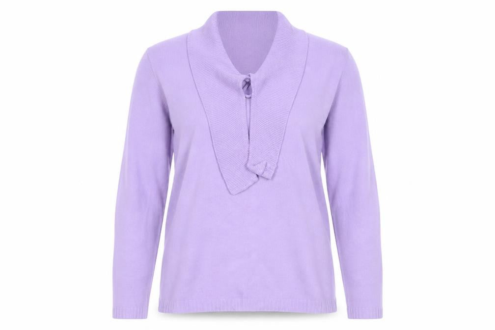 Future Lady Women Purple M Cowl Neck Tie Detail Knit Jumper