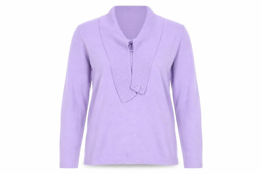 Future Lady Women Purple M Cowl Neck Tie Detail Knit Jumper