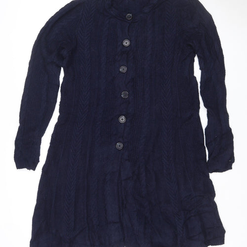 East Women’s Blue UK 12 Cashmere Merino Cable-Knit V-Neck Cardigan