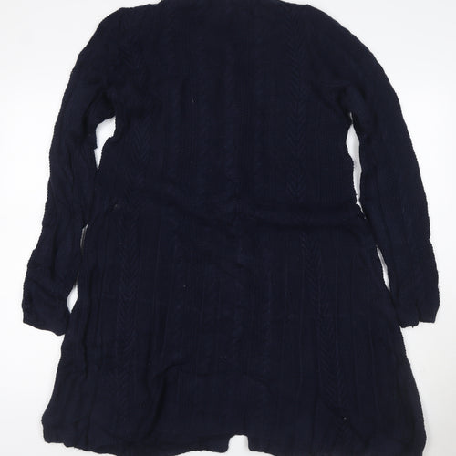 East Women’s Blue UK 12 Cashmere Merino Cable-Knit V-Neck Cardigan