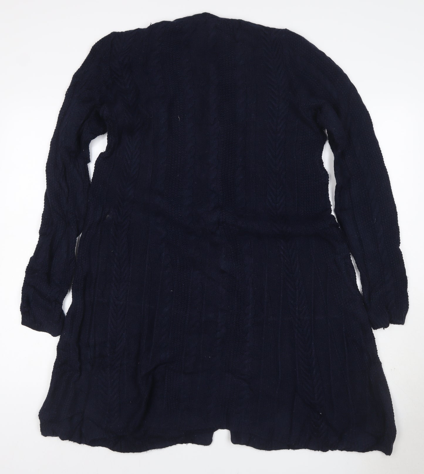 East Women’s Blue UK 12 Cashmere Merino Cable-Knit V-Neck Cardigan