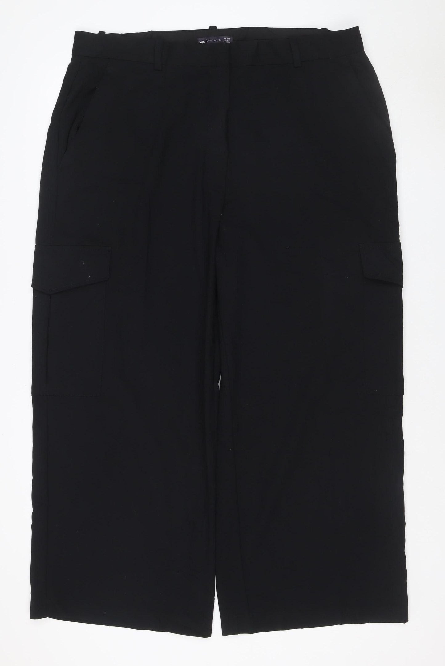 M&S Women’s Black Size 20 Short Straight Leg Cargo Trousers