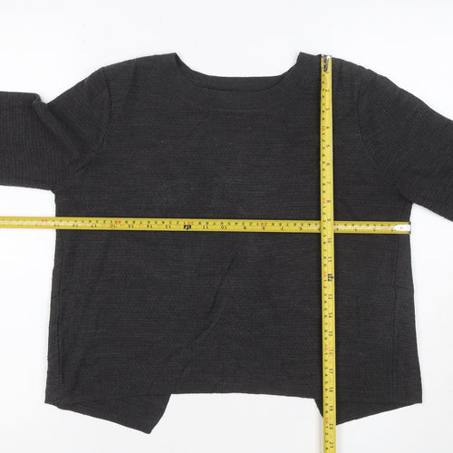 Fat Face Women’s Black UK 8 Wrap Knit Long Sleeve Jumper