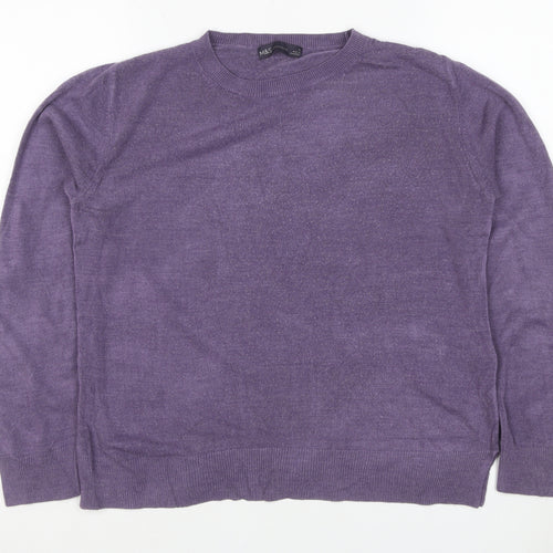 Marks and Spencer Women Purple Size 12 Cashmere Crew Neck Jumper