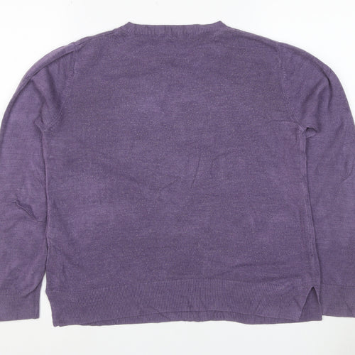 Marks and Spencer Women Purple Size 12 Cashmere Crew Neck Jumper