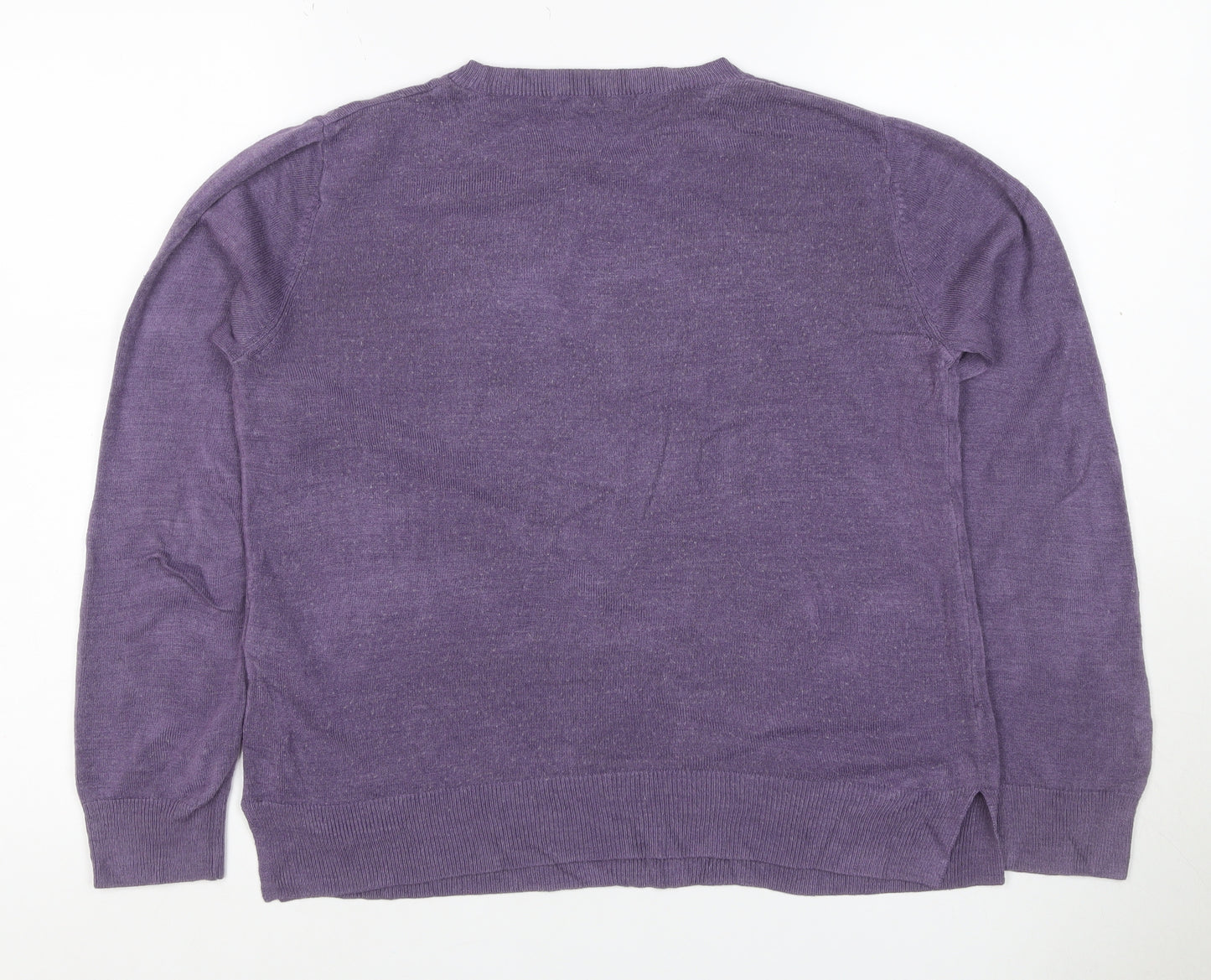 Marks and Spencer Women Purple Size 12 Cashmere Crew Neck Jumper