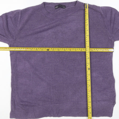 Marks and Spencer Women Purple Size 12 Cashmere Crew Neck Jumper