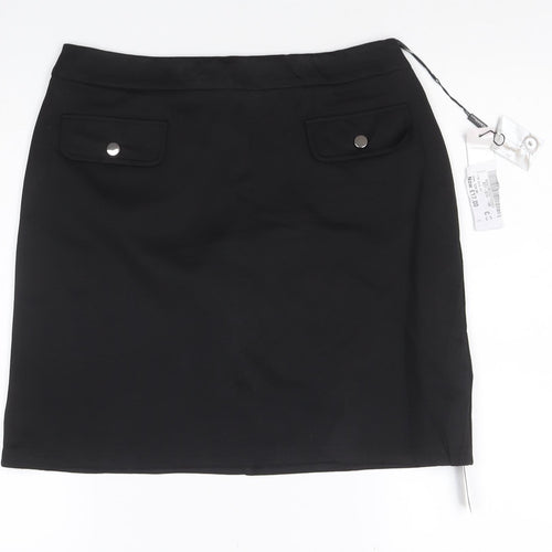 Roman Petite Women Black UK 12 Straight Pencil Knee Skirt NWT