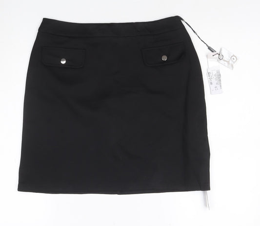 Roman Petite Women Black UK 12 Straight Pencil Knee Skirt NWT