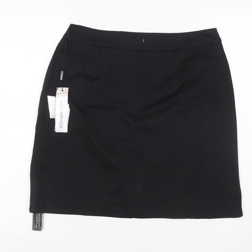 Roman Petite Women Black UK 12 Straight Pencil Knee Skirt NWT