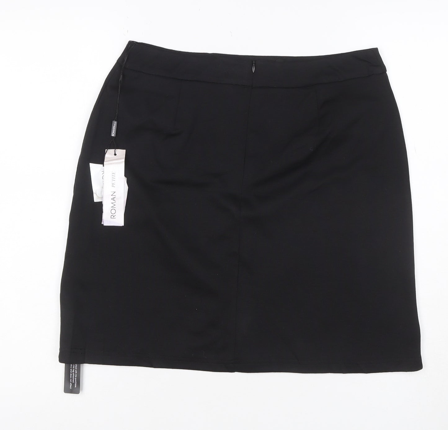 Roman Petite Women Black UK 12 Straight Pencil Knee Skirt NWT