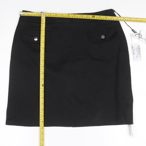 Roman Petite Women Black UK 12 Straight Pencil Knee Skirt NWT