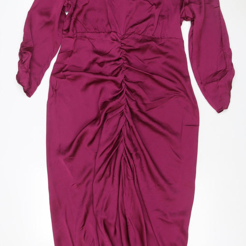 NEXT Women’s Purple UK 14 Fit & Flare Midi Ruched Dress