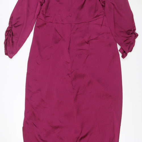 NEXT Women’s Purple UK 14 Fit & Flare Midi Ruched Dress