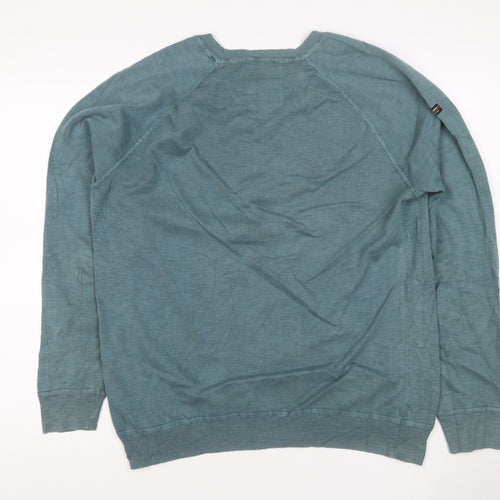 Superdry Men Green XL Cotton Crew Neck Pullover Jumper Logo