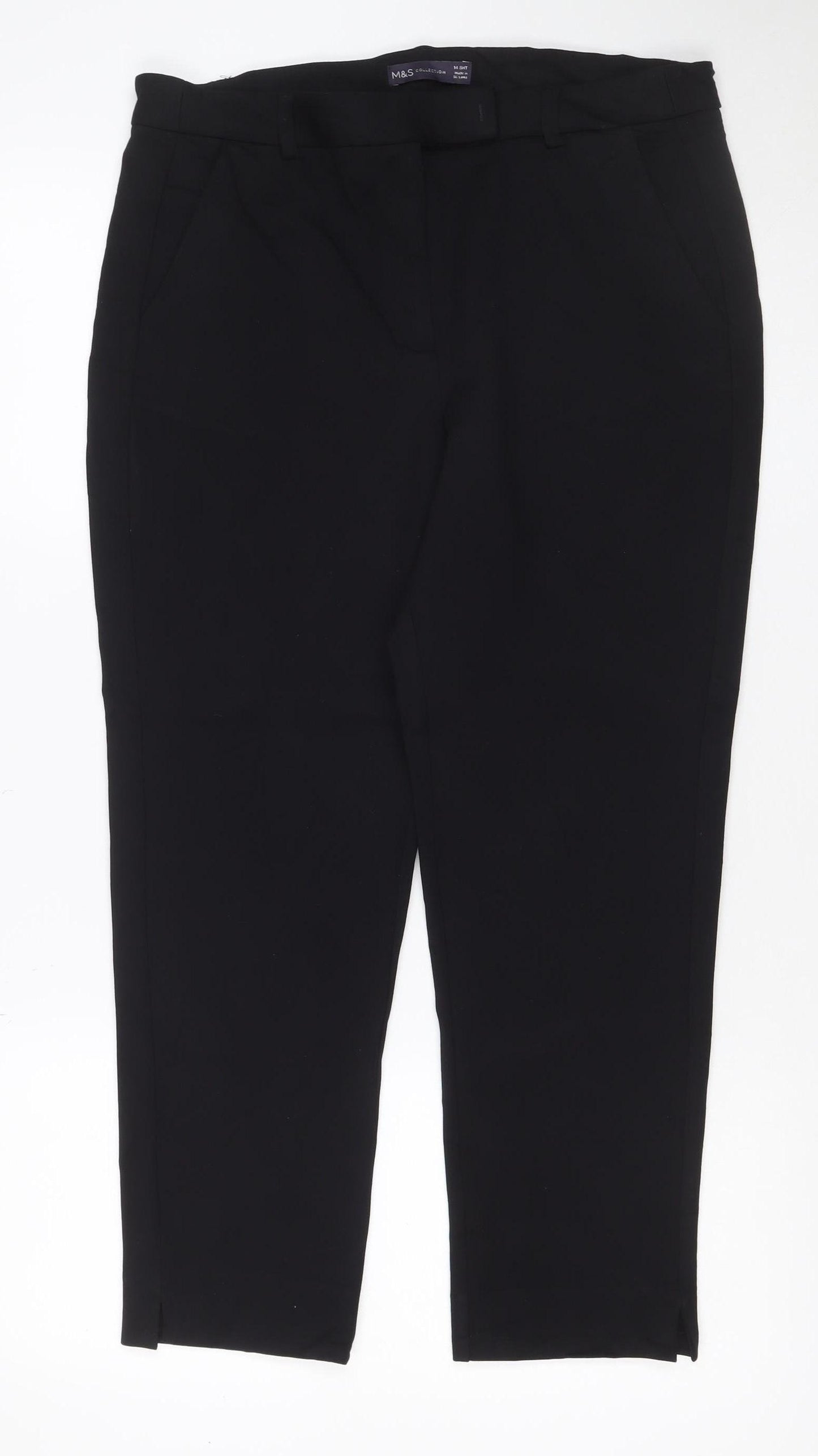 Marks & Spencer Women's Black UK 14 Short Straight Dress Trousers