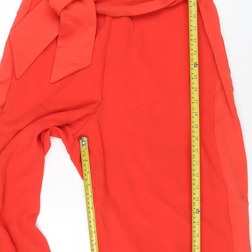 Next Women Red UK 18 Long Sleeve Belted Wide-Leg Jumpsuit
