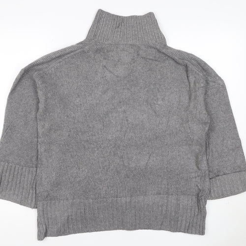 Abercrombie & Fitch Women Grey M Roll Neck Knit Pullover Jumper