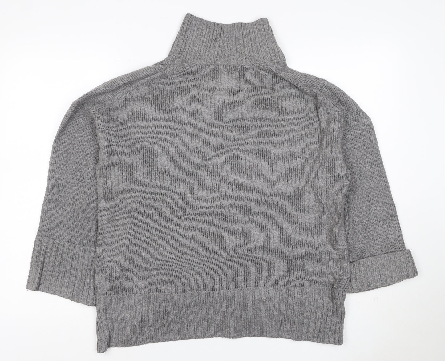 Abercrombie & Fitch Women Grey M Roll Neck Knit Pullover Jumper
