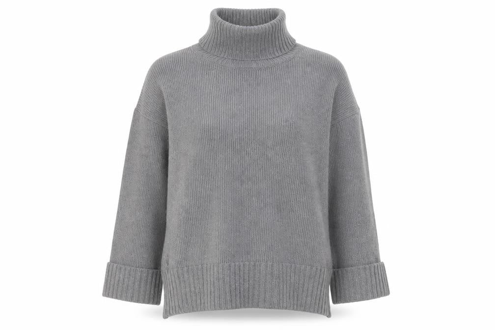 Abercrombie & Fitch Women Grey M Roll Neck Knit Pullover Jumper