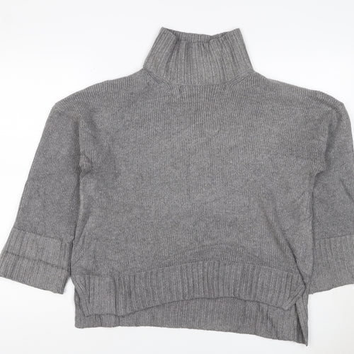 Abercrombie & Fitch Women Grey M Roll Neck Knit Pullover Jumper