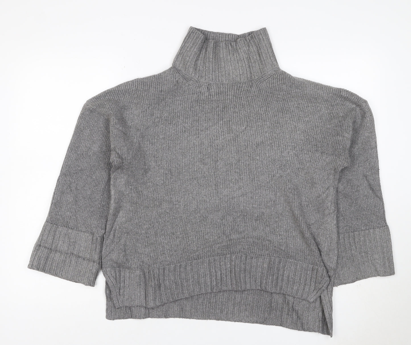Abercrombie & Fitch Women Grey M Roll Neck Knit Pullover Jumper