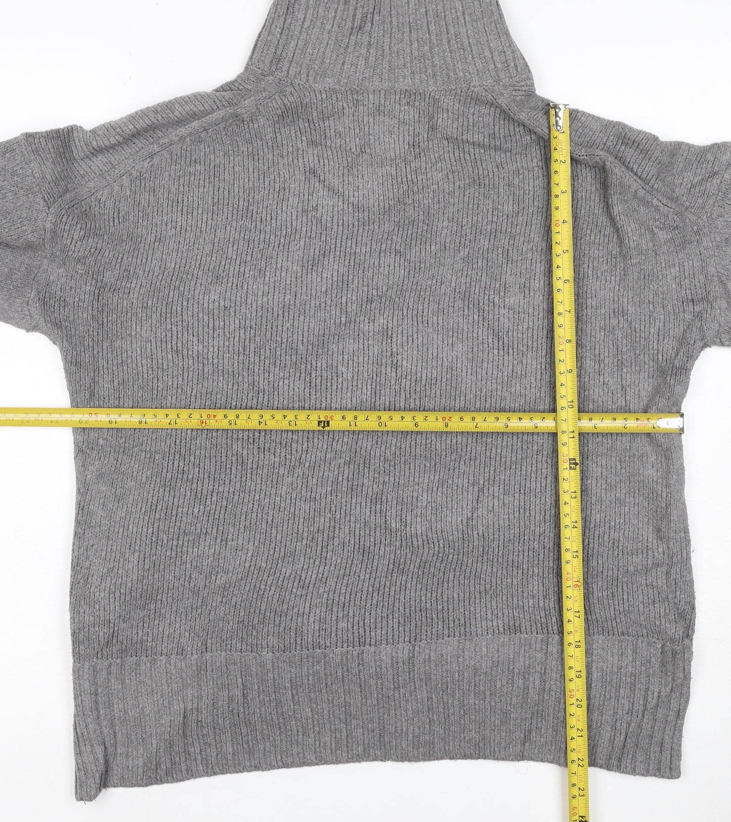 Abercrombie & Fitch Women Grey M Roll Neck Knit Pullover Jumper