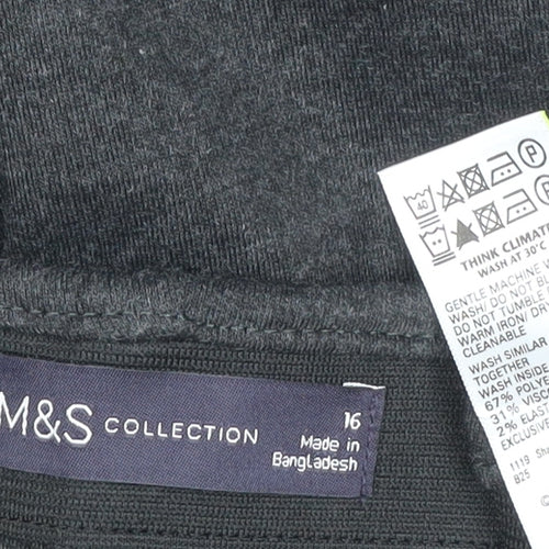 Marks and Spencer Women Grey Size 16 Stretch Straight Trousers