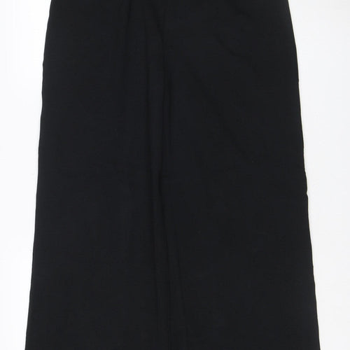 Marks & Spencer Women Black UK 14 Long Wide-Leg Stretch Trousers